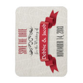 Klassieke Aangepaste Bewaar de datum Rode Banner Magneet (Verticaal)