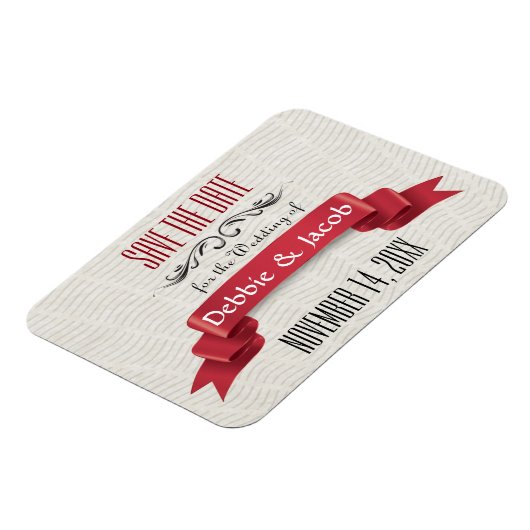 Klassieke Aangepaste Bewaar de datum Rode Banner Magneet (Linkerzijde)