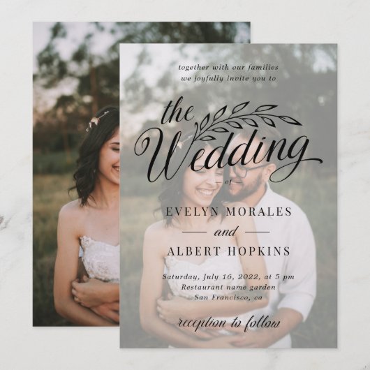 Klassieke aangepaste foto  Rustic Script Weddensch Kaart (Voorkant / Achterkant)