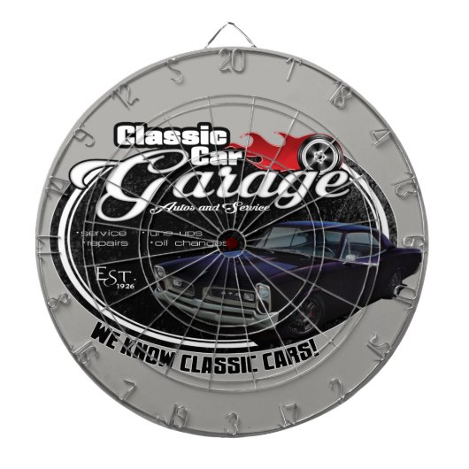 Klassieke aangepaste GTO-garage voor auto's Dartbord (Voorkant)