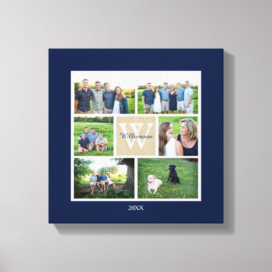 Klassieke aangepaste monogram fotocollage canvas afdruk (Voorkant)