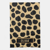 Klassieke aangepaste naam Cheetah Animal Print Pat Theedoek (Verticaal)