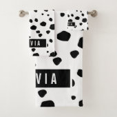 Klassieke aangepaste naam Dalmatian Animal Print P Bad Handdoek (Insitu)