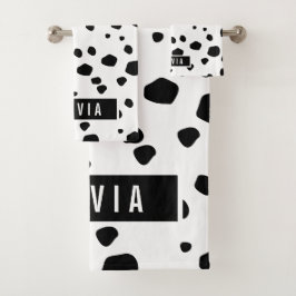 Klassieke aangepaste naam Dalmatian Animal Print P Bad Handdoek