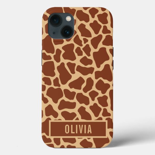 Klassieke aangepaste naam Giraffe Dierenprint Patr Case-Mate iPhone Case (Achterkant)