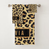 Klassieke aangepaste naam leopard Animal Print Pat Bad Handdoek (Insitu)