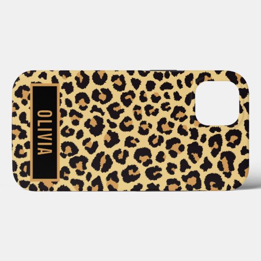 Klassieke aangepaste naam leopard Animal Print Pat Case-Mate iPhone Case (Achterkant (horizontaal))