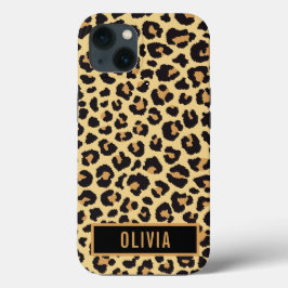 Klassieke aangepaste naam leopard Animal Print Pat Case-Mate iPhone Case