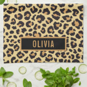Klassieke aangepaste naam leopard Animal Print Pat Theedoek (Gevouwen)