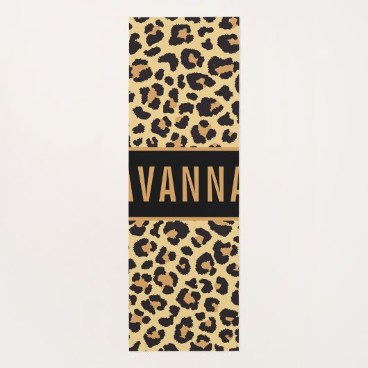 Klassieke aangepaste naam leopard Animal Print Pat Yogamat (Achterkant)
