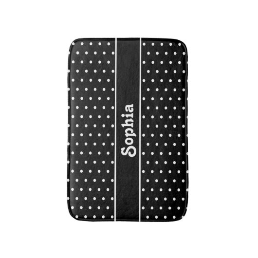 Klassieke aangepaste naam Polka Dot Zwart-wit Badmat (Voorkant Verticaal)