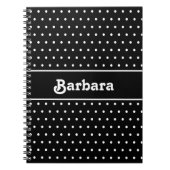 Klassieke aangepaste naam Polka Dot Zwart-wit Notitieboek (Voorkant)
