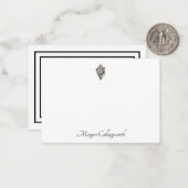 Klassieke aangepaste naam Seashell Afbeelding Flat Notitiekaartje (Voorkant / Achterkant in situ)