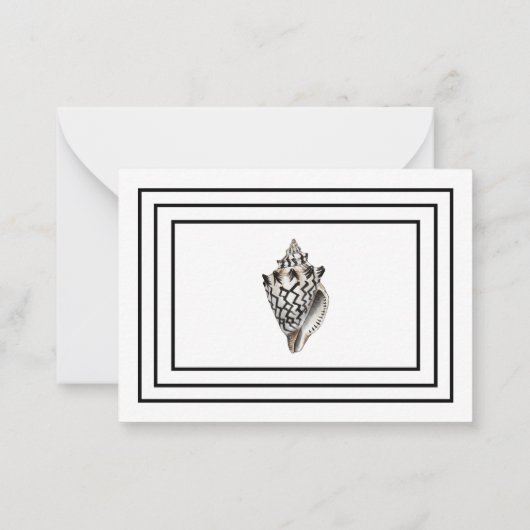 Klassieke aangepaste naam Seashell Afbeelding Flat Notitiekaartje (Achterkant)