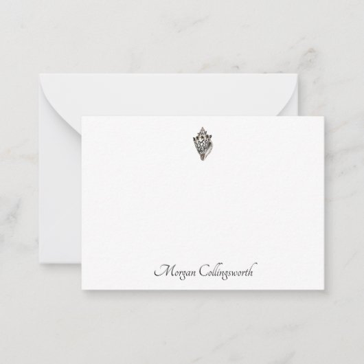 Klassieke aangepaste naam Seashell Afbeelding Flat Notitiekaartje (Voorkant)