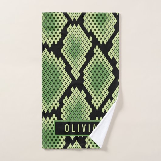 Klassieke aangepaste naam slangendierpringspatroon bad handdoek (Handdoek)