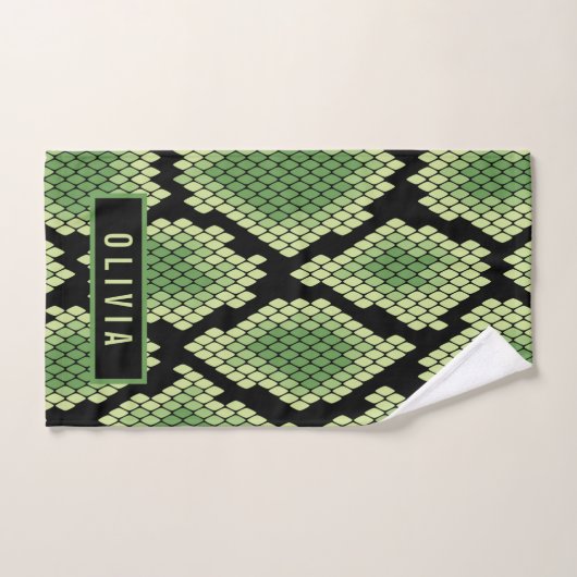 Klassieke aangepaste naam slangendierpringspatroon bad handdoek (Handdoek)