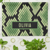 Klassieke aangepaste naam slangendierpringspatroon theedoek (Gevouwen)