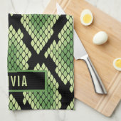 Klassieke aangepaste naam slangendierpringspatroon theedoek (Quarter Fold)