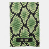 Klassieke aangepaste naam slangendierpringspatroon theedoek (Verticaal)