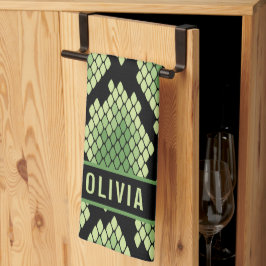 Klassieke aangepaste naam slangendierpringspatroon theedoek