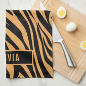 Klassieke aangepaste naam tijger - Dierenprinterpa Theedoek (Quarter Fold)