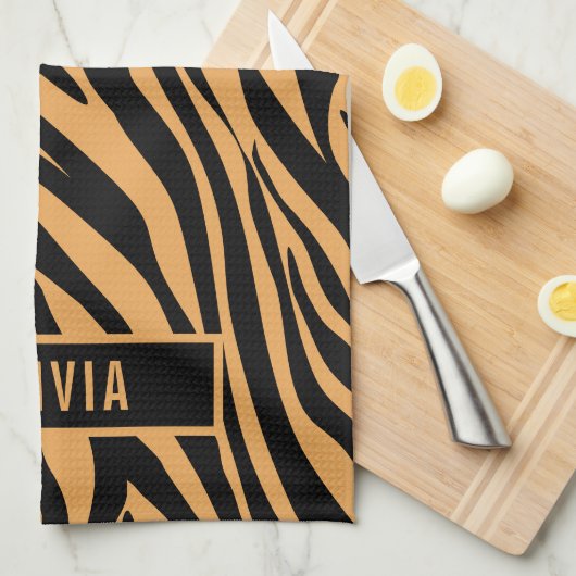 Klassieke aangepaste naam tijger - Dierenprinterpa Theedoek (Quarter Fold)