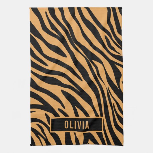 Klassieke aangepaste naam tijger - Dierenprinterpa Theedoek (Verticaal)