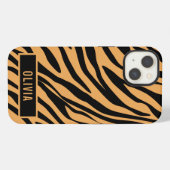 Klassieke aangepaste naam Tijger Dierprint Patroon iPhone Hoesje (Achterkant horizontaal)