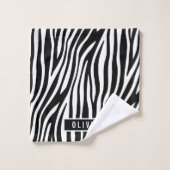 Klassieke aangepaste naam Zebra Dierlijk afdrukpat Bad Handdoek (Wasdoekje)