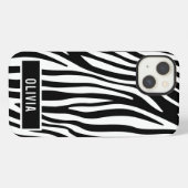 Klassieke aangepaste naam Zebra Dierlijk afdrukpat iPhone Hoesje (Achterkant horizontaal)
