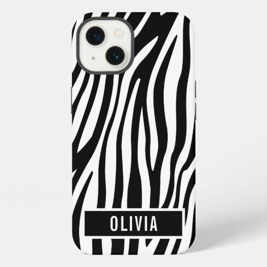 Klassieke aangepaste naam Zebra Dierlijk afdrukpat iPhone Hoesje (Achterkant)