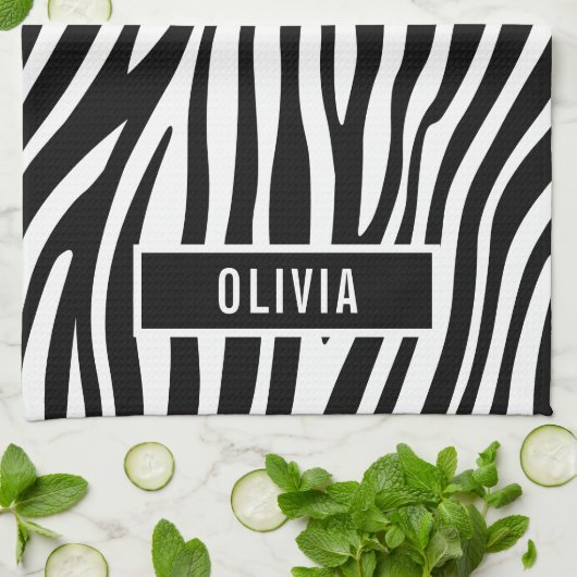 Klassieke aangepaste naam Zebra Dierlijk afdrukpat Theedoek (Gevouwen)