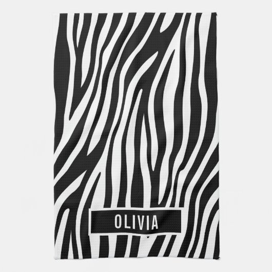 Klassieke aangepaste naam Zebra Dierlijk afdrukpat Theedoek (Verticaal)