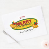 Klassieke aangepaste tekst Prettig kerstfeest oval Ovale Sticker (Envelop)