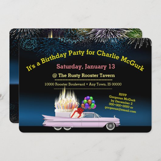 Klassieke Aangepaste Verjaardag Uitnodiging (Voorkant / Achterkant)