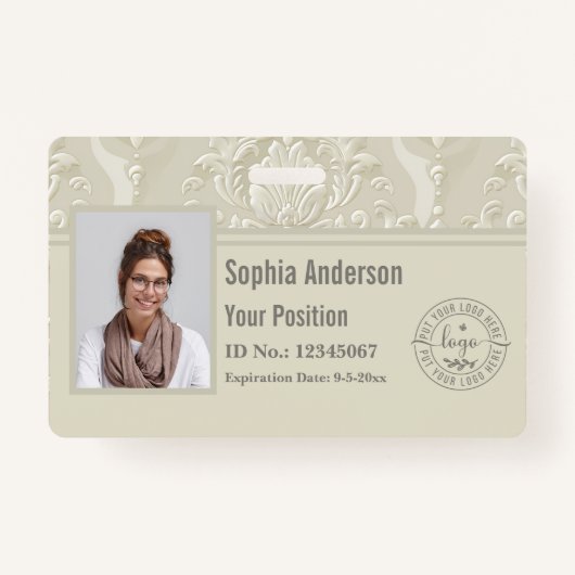 Klassieke aangepaste werknemer foto bedrijf QR cod Badge (Voorkant)