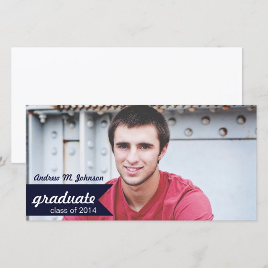 Klassieke aankondiging van het Afstuderen Navy Blu (Voorkant / Achterkant)