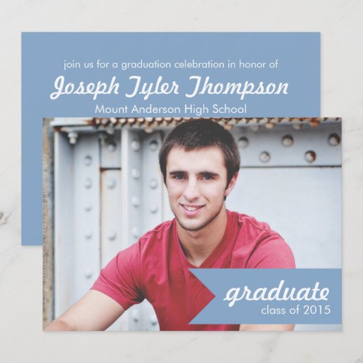 Klassieke aankondiging van het blauw Afstuderen va (Voorkant / Achterkant)