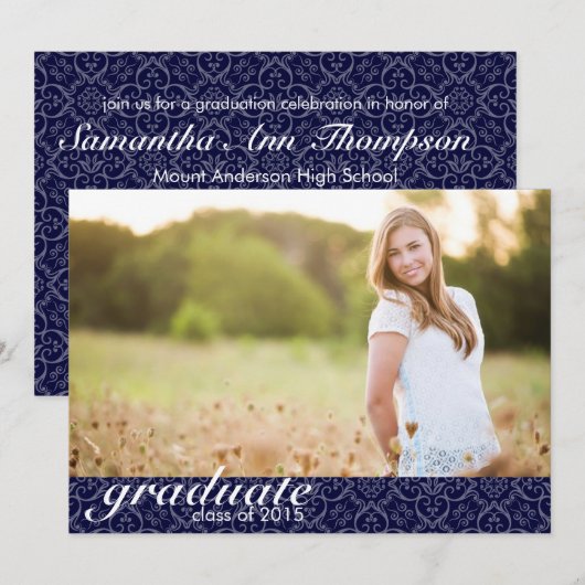 Klassieke aankondiging van het blauw Afstuderen va (Voorkant / Achterkant)