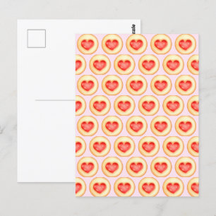 Klassieke aardbei hart duimafdruk cookies briefkaart