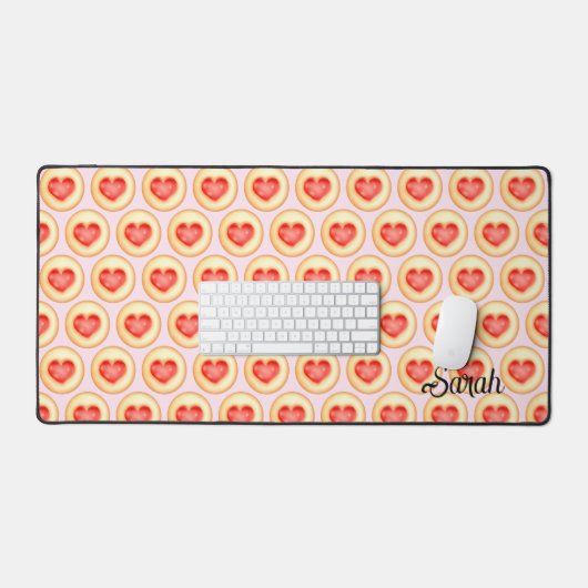 Klassieke aardbei hart duimafdruk cookies bureaumat (Keyboard & Muis)