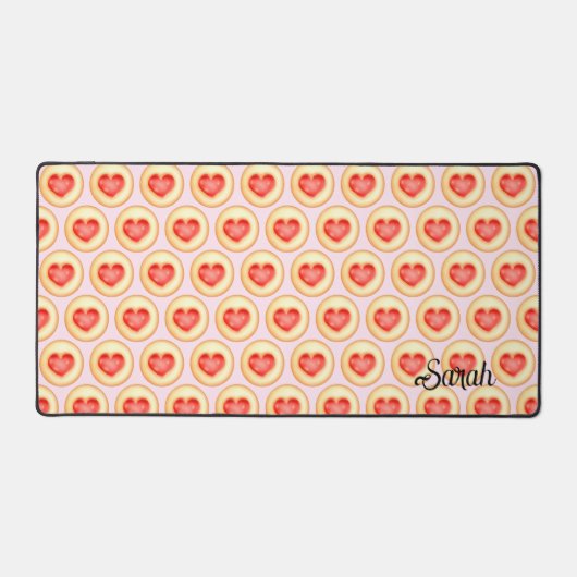 Klassieke aardbei hart duimafdruk cookies bureaumat (Voorkant)