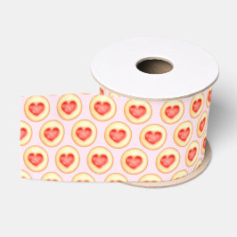 Klassieke aardbei hart duimafdruk cookies grosgrain lint