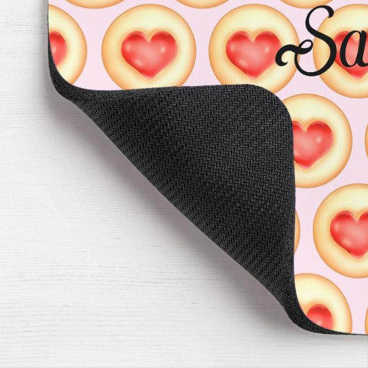 Klassieke aardbei hart duimafdruk cookies muismat (Hoek)