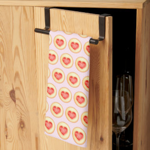 Klassieke aardbei hart duimafdruk cookies theedoek
