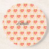 Klassieke aardbei hart duimafdruk cookies zandsteen onderzetter (Voorkant)