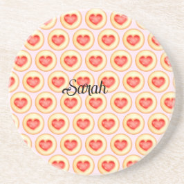 Klassieke aardbei hart duimafdruk cookies zandsteen onderzetter