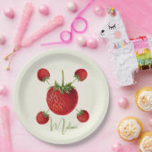 Klassieke aardbei kunst naam gepersonaliseerd papieren bordje (Feest)