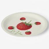 Klassieke aardbei kunst naam gepersonaliseerd papieren bordje (Gekanteld)